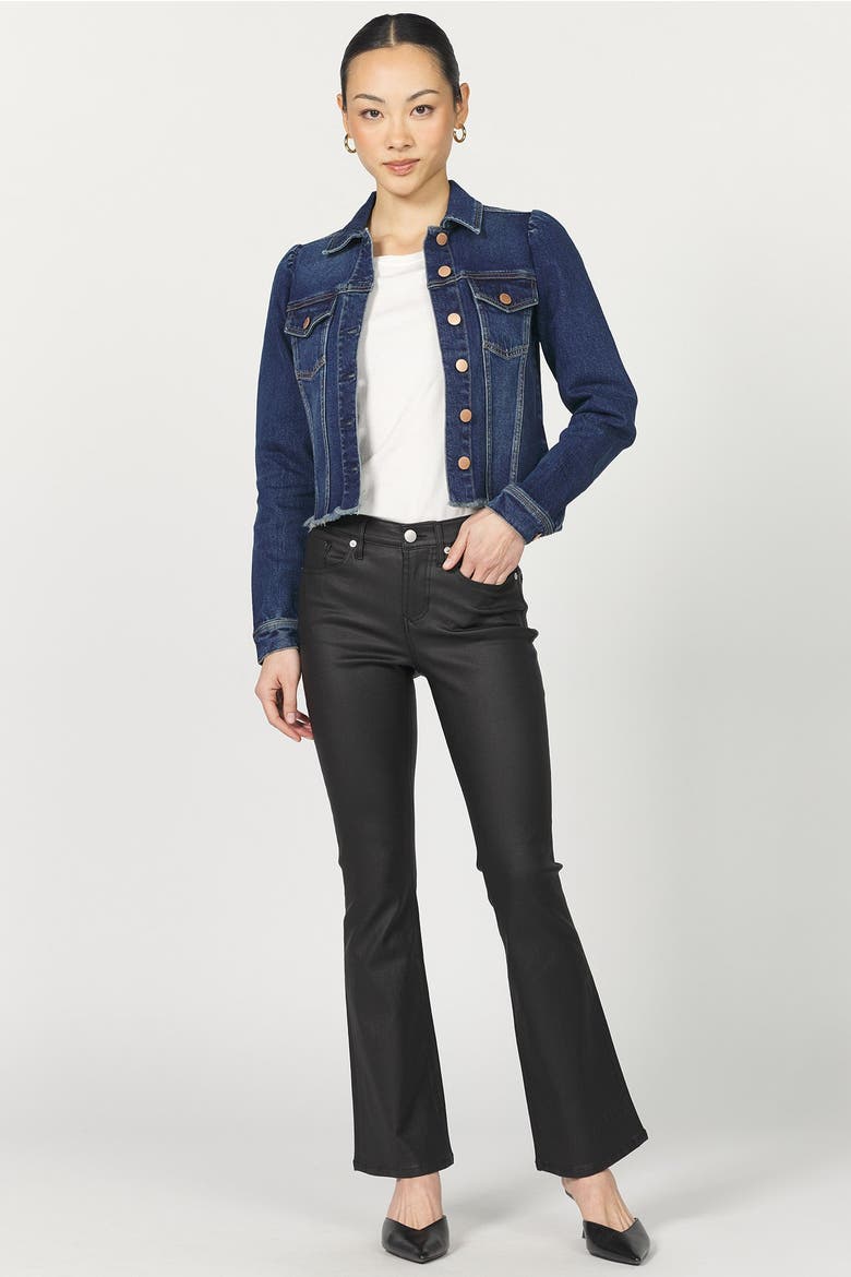 Roselyn Crop Raw Hem Trucker Jacket, Alternate, color, Denali