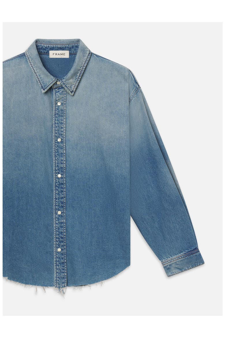 Relaxed Fit Distressed Denim Snap-Up Shirt, Alternate, color, SUNTRACE