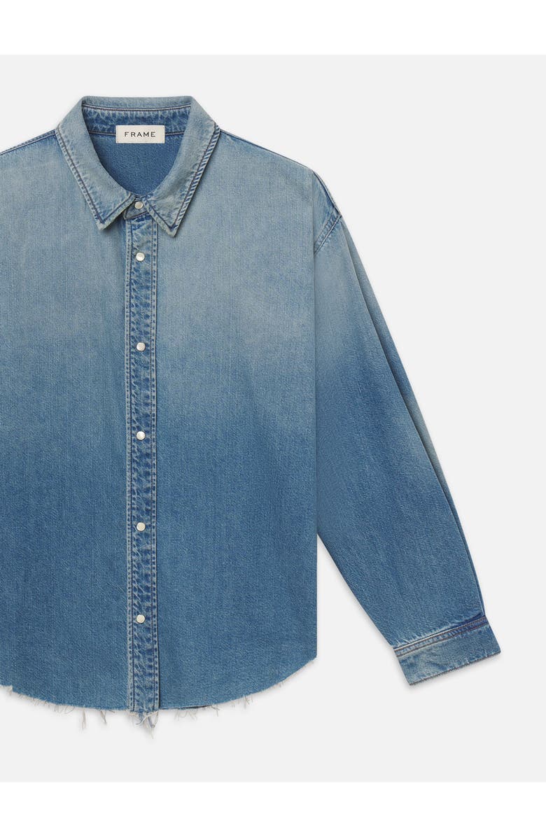 FRAME Relaxed Fit Distressed Denim Snap-Up Shirt, Alternate, color, Suntrace