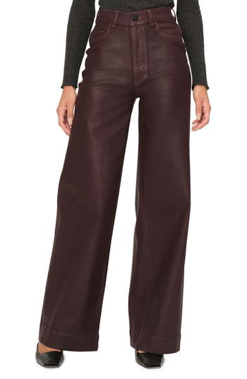 Dl1961 Hepburn Wide Leg High Rise Coated Jeans In Multi