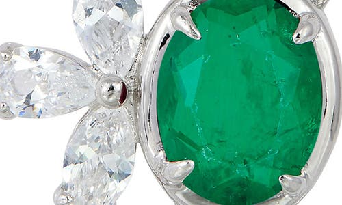 Savvy Cie Jewels Cubic Zirconia Cluster Oval Pendant Necklace In Metallic