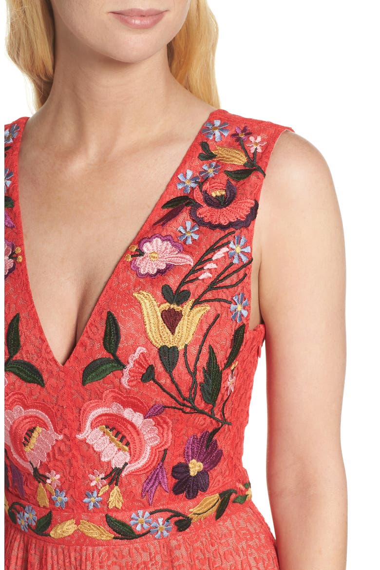 Lace Fit & Flare Dress, Alternate, color, WATERMELON MULTI