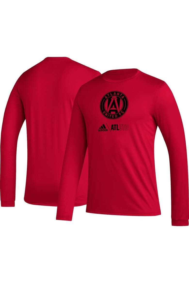 Men's adidas Red Atlanta United FC Icon AEROREADY Long Sleeve T-Shirt, Alternate, color, Red