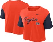 Nike Women's Nike Orange/Navy Auburn Tigers Color-Block Script Cropped T-Shirt