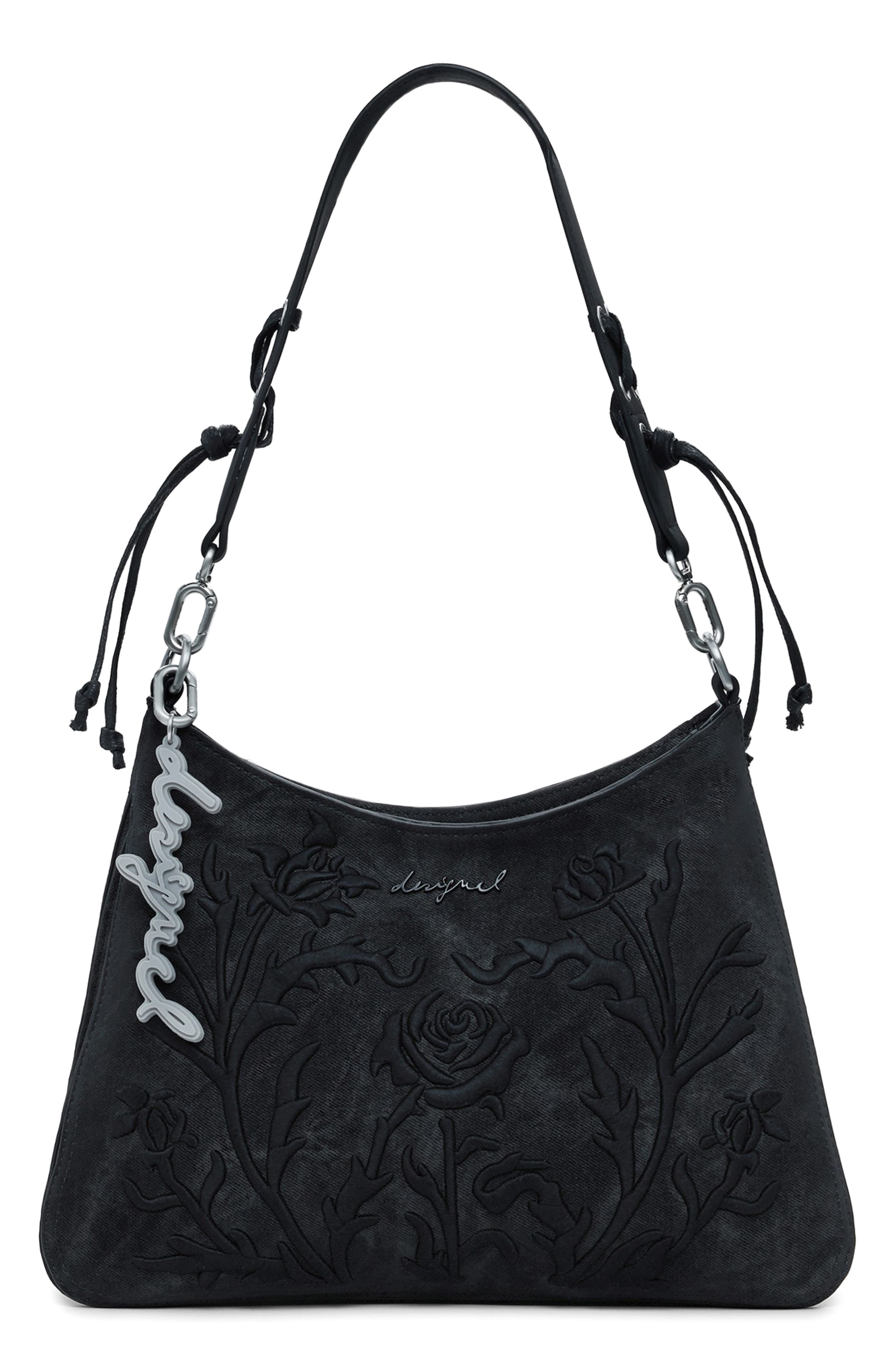 Desigual Faux Leather Shoulder Bag, Main, color, Black
