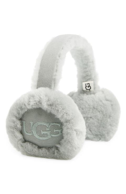 Logo Embroidered Genuine Shearling Earmuffs