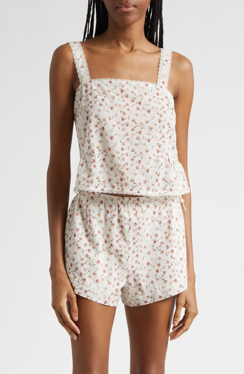POSSE Charlotte Ditsy Floral Cotton Tank, Main, color, Watercolour Floral