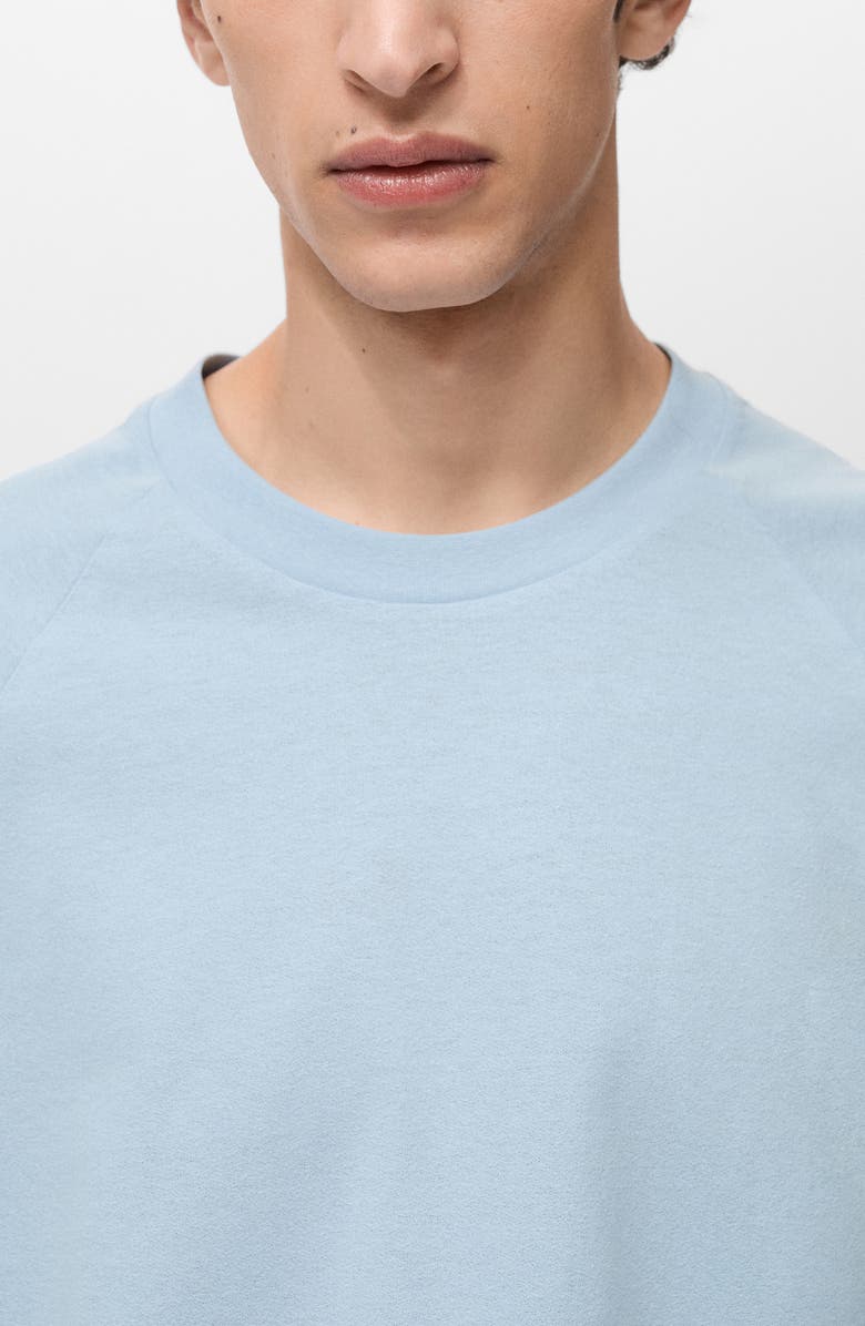 MANGO Oversize Cotton & Linen Crewneck T-Shirt, Alternate, color, Sky Blue