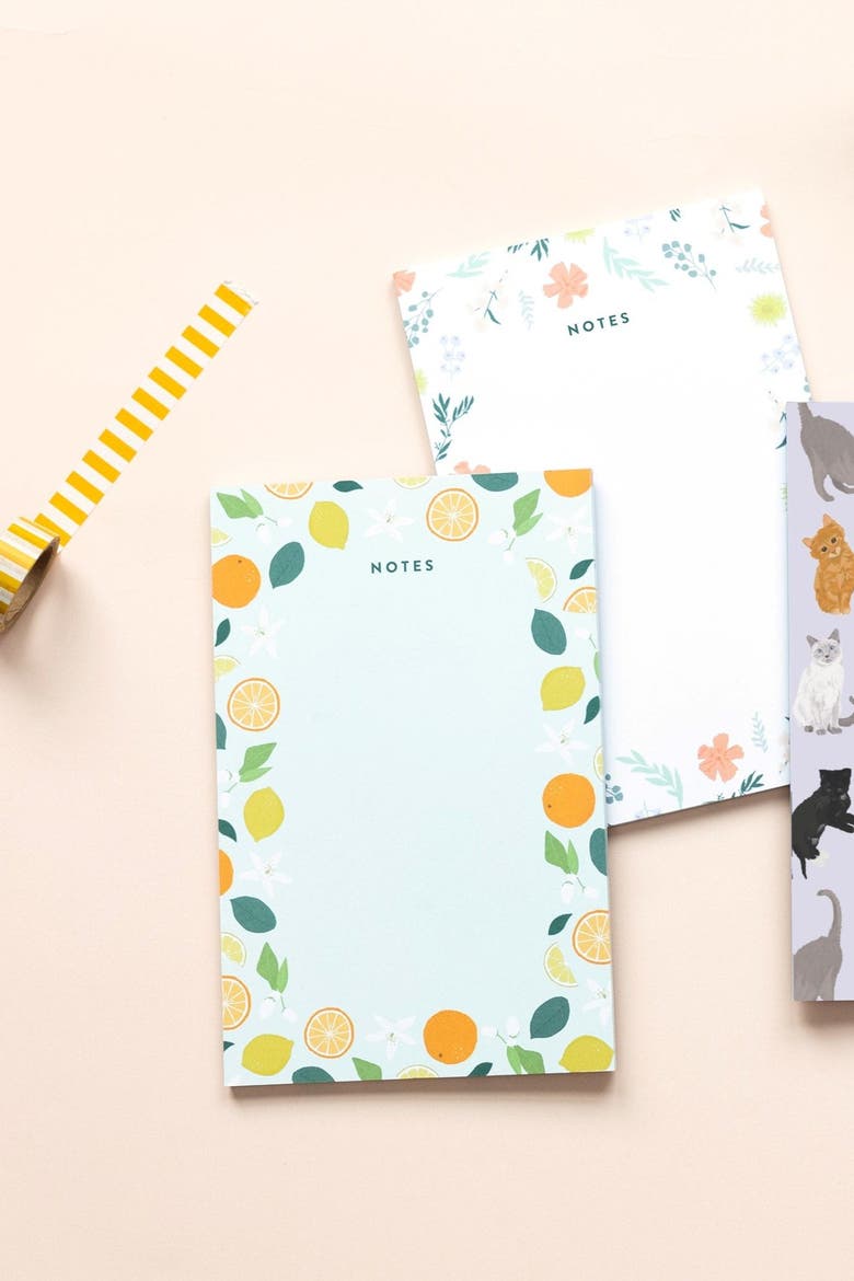 Citrus Botanical Notes Notepad, Alternate, color, Orange, Light Green, Yellow