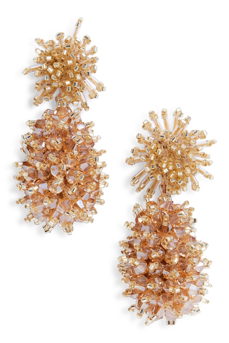 Beaded Drop Earrings, Main, color, CHAMPAGNE