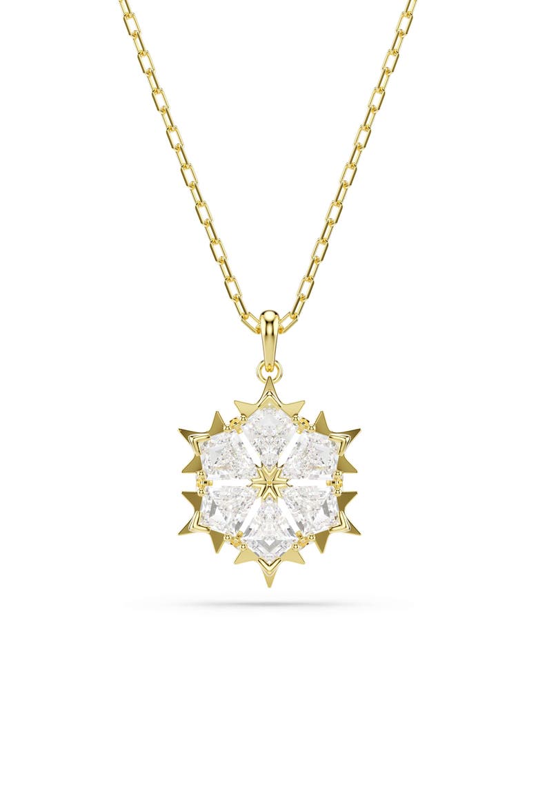 Magic Snowflake Pendant Necklace, Main, color, WHITE CRYSTAL GOLD