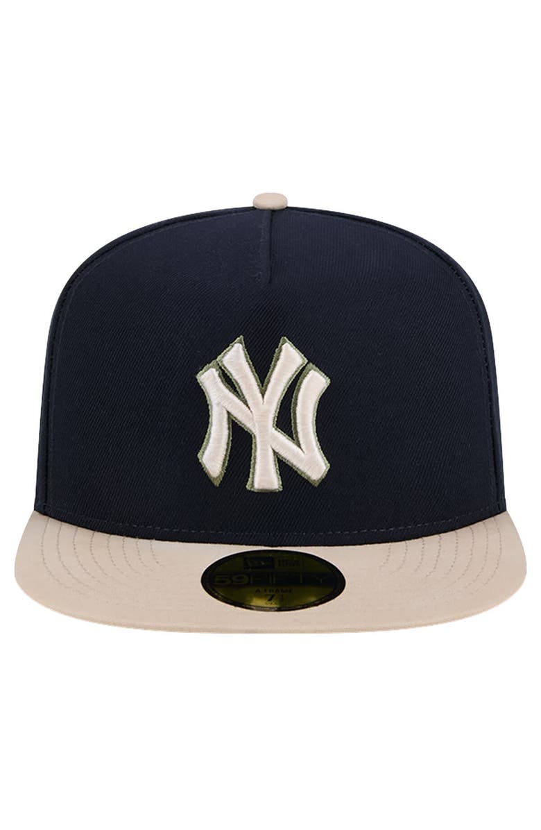 New Era Men's New Era Navy New York Yankees Canvas A-Frame 59FIFTY Fitted Hat, Alternate, color,