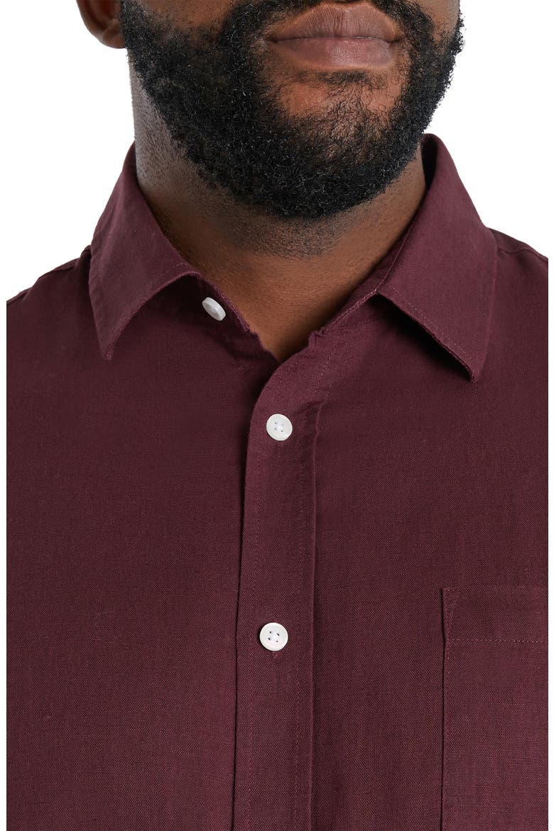 Anders Linen Blend Button-Up Shirt, Alternate, color, MERLOT