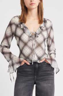 Open Edit Ruffle Chiffon Top