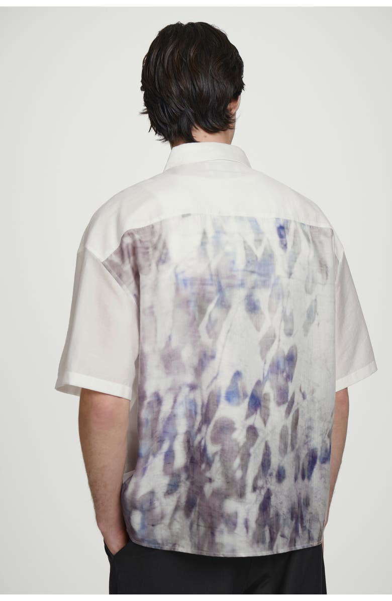 COS Relaxed Short-Sleeved Printed Resort Shirt, Alternate, color, White / Leaf Print