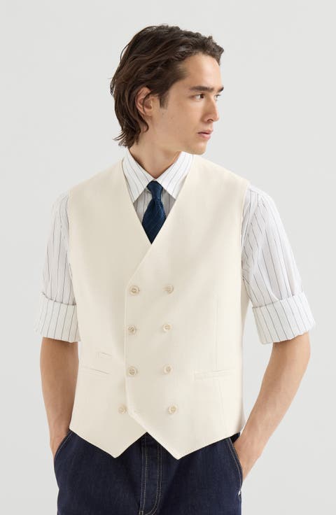 Virgin Wool And Cotton Chevron One-and-a-half Breasted Waistcoat