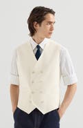 Brunello Cucinelli Virgin Wool And Cotton Chevron One-and-a-half Breasted Waistcoat