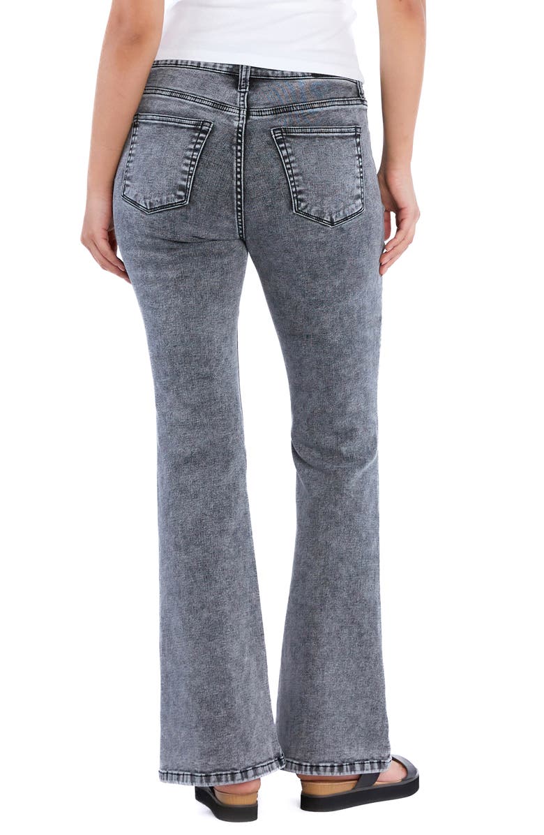 HINT OF BLU Chloe Acid Wash Mid Rise Flare Jeans, Alternate, color, Powder Grey