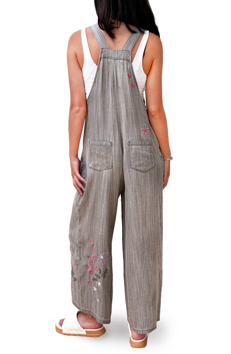Billy T In Full Bloom Denim Overalls, Alternate, color, Perfect Grey
