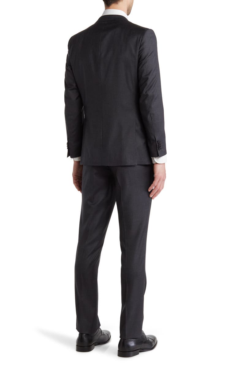 Cavalli Class Slim Fit Charcoal Solid Notch Lapel Wool Suit, Alternate, color,
