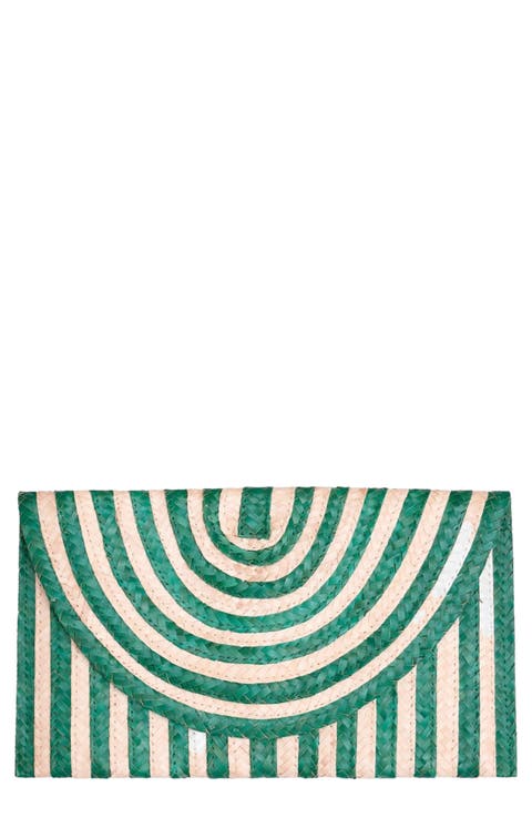 Brooke Stripe Handwoven Raffia Clutch