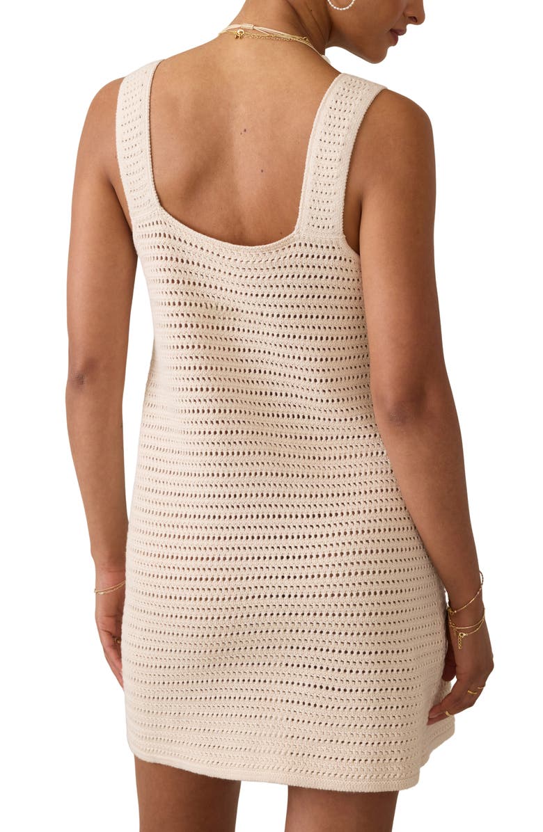 Faherty Seacoast Open Stitch Cotton Minidress, Alternate, color, Cream