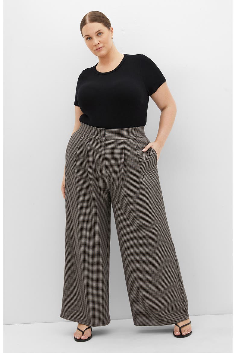 Tiana Houndstooth Check Wide Leg Pants, Alternate, color, PLAID