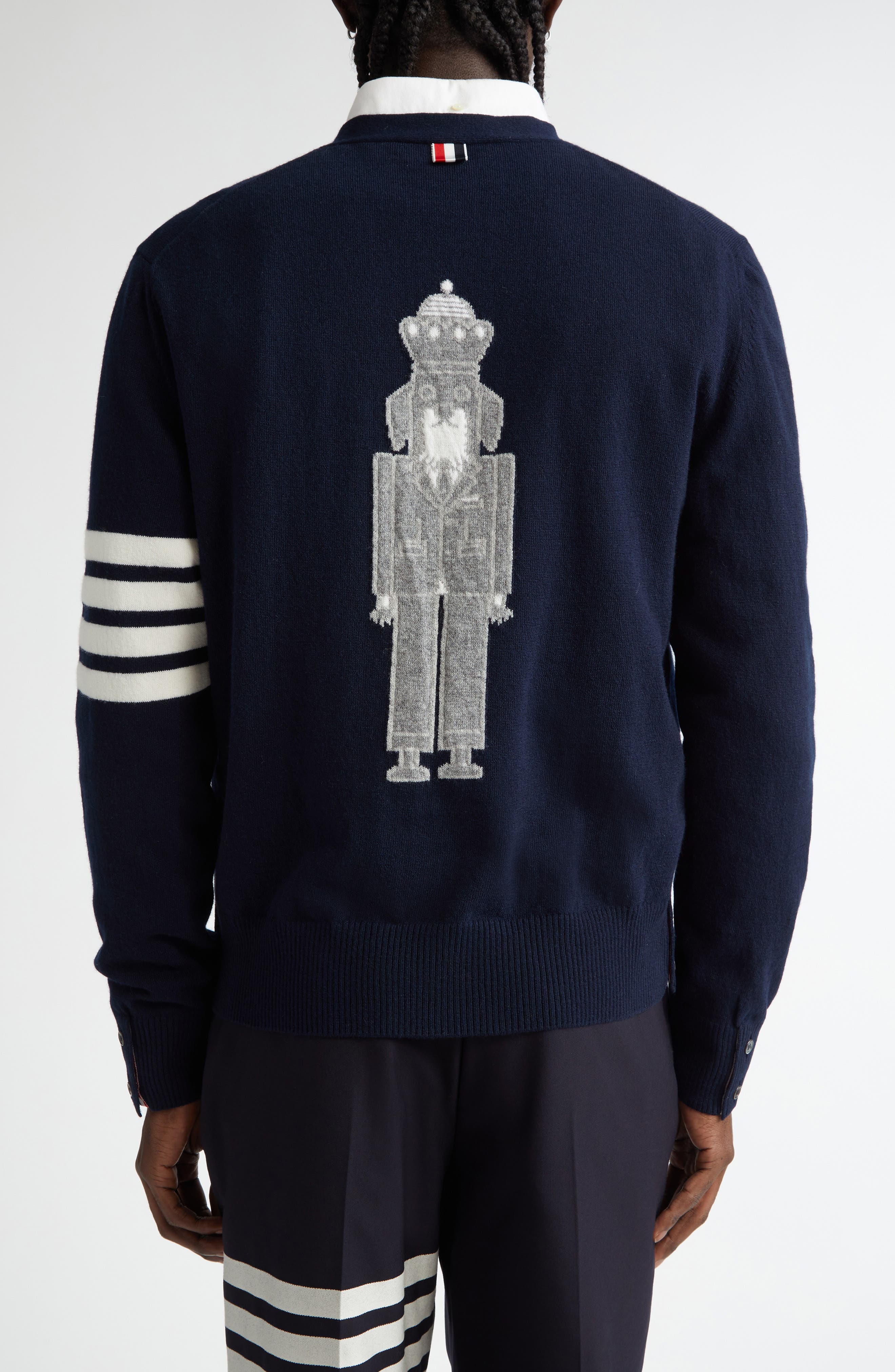 Holiday Hector Nutcracker 4-Bar Virgin Wool Cardigan - image 2