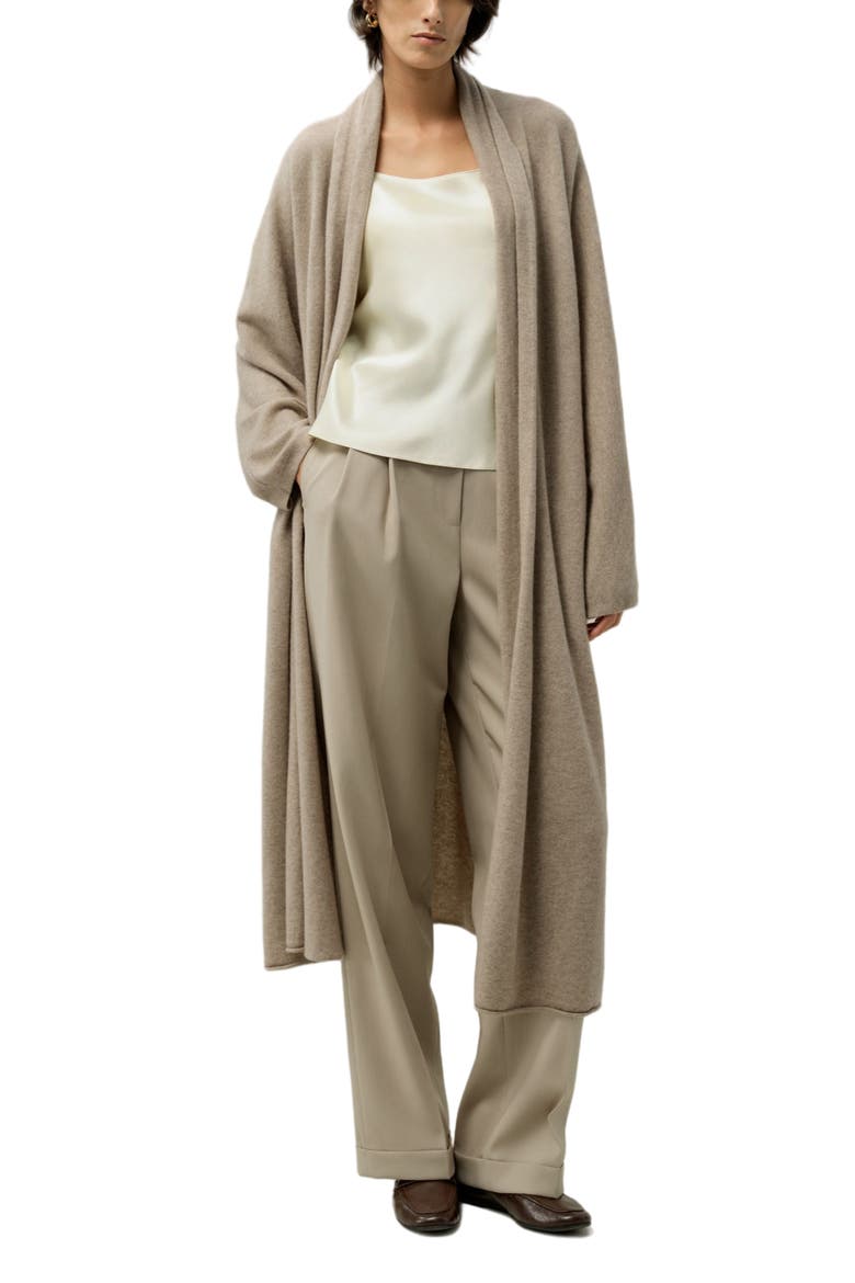 Women's Calf-Length Cashmere Cardigan, Main, color, Gravel
