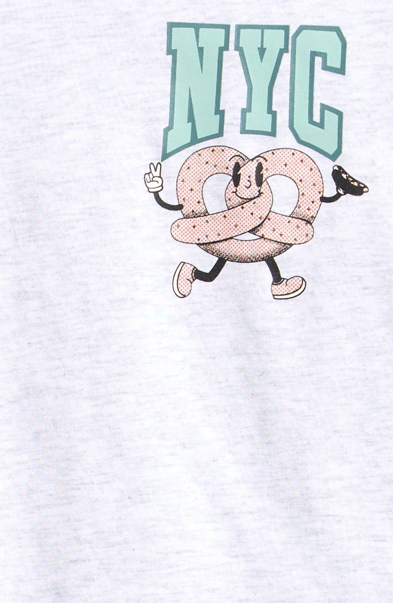 MILES THE LABEL Kids' NYC Pretzel On Light Raglan T-Shirt, Alternate, color, Light Heather Grey