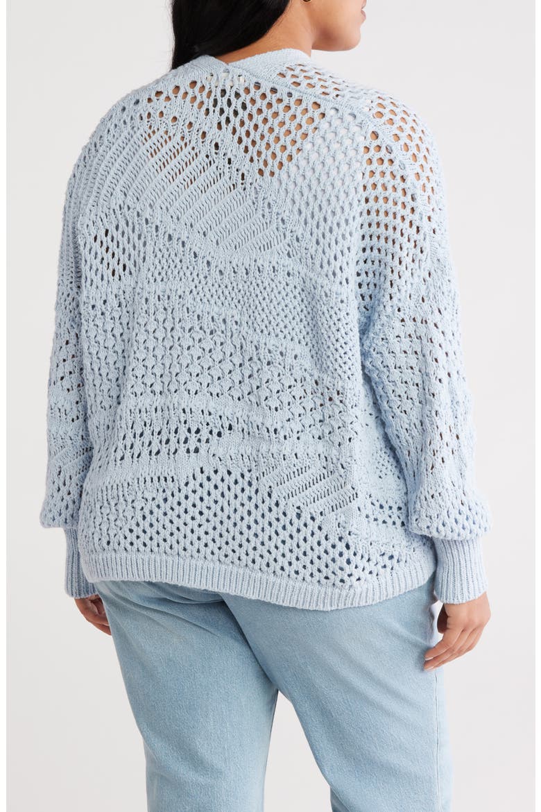 Openwork Slouchy Cotton Cardigan, Alternate, color, BLUE SKYWAY