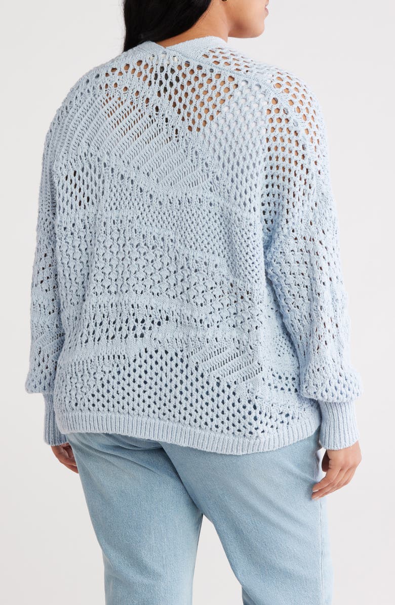 Treasure & Bond Openwork Slouchy Cotton Cardigan, Alternate, color, Blue Skyway