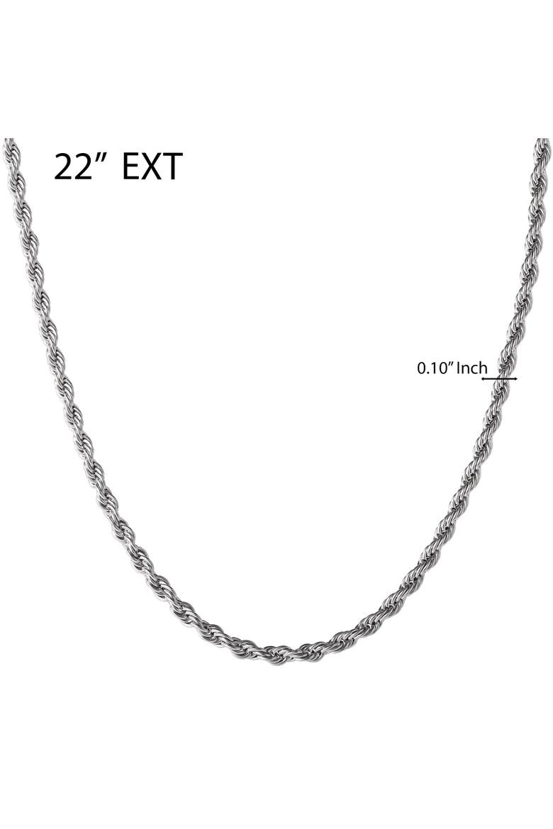 Stainless Steel Rope Chain Necklace & Bracelet Set, Alternate, color, Silver