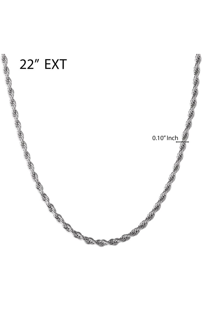 Lucky Brand Stainless Steel Rope Chain Necklace & Bracelet Set, Alternate, color, Silver