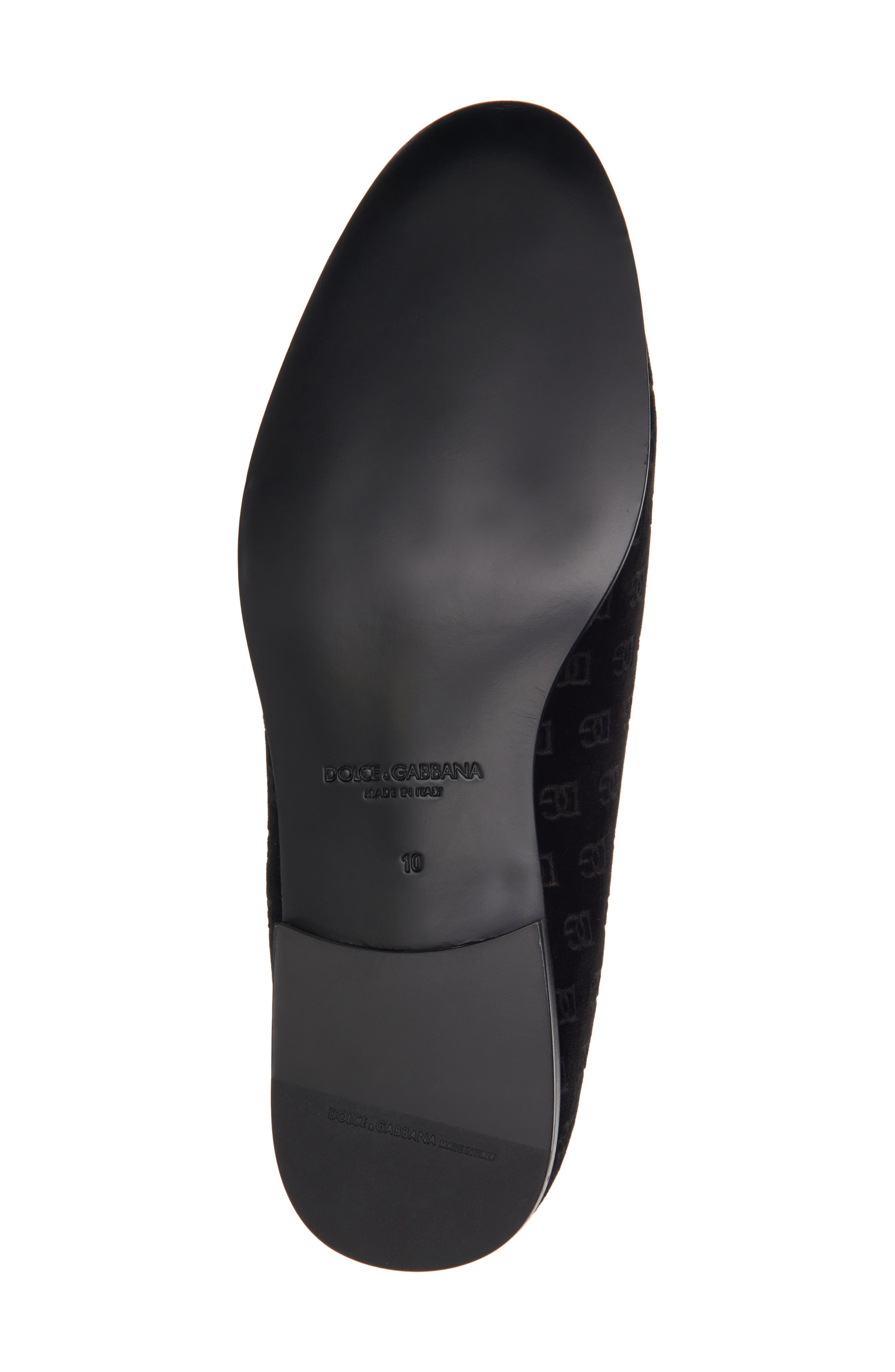 Dolce&Gabbana Logo Monogram Velvet Loafer, Alternate, color, 80999-Nero