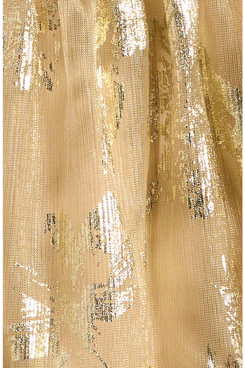 Kids' Floral Foil Print Party Dress, Alternate, color, GOLD
