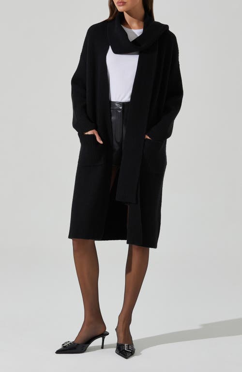 ASTR the Label Noemi Scarf Longline Cardigan in Black 