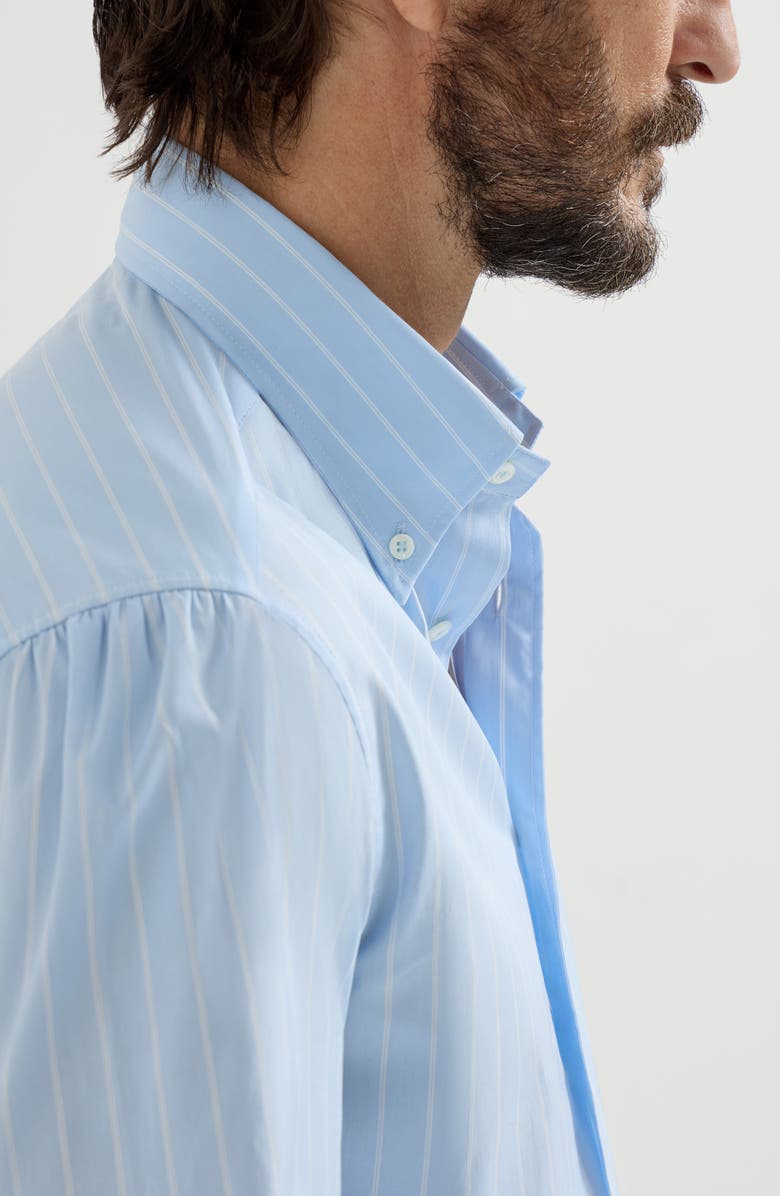 Brunello Cucinelli Button-down collar shirt, Alternate, color, Azure