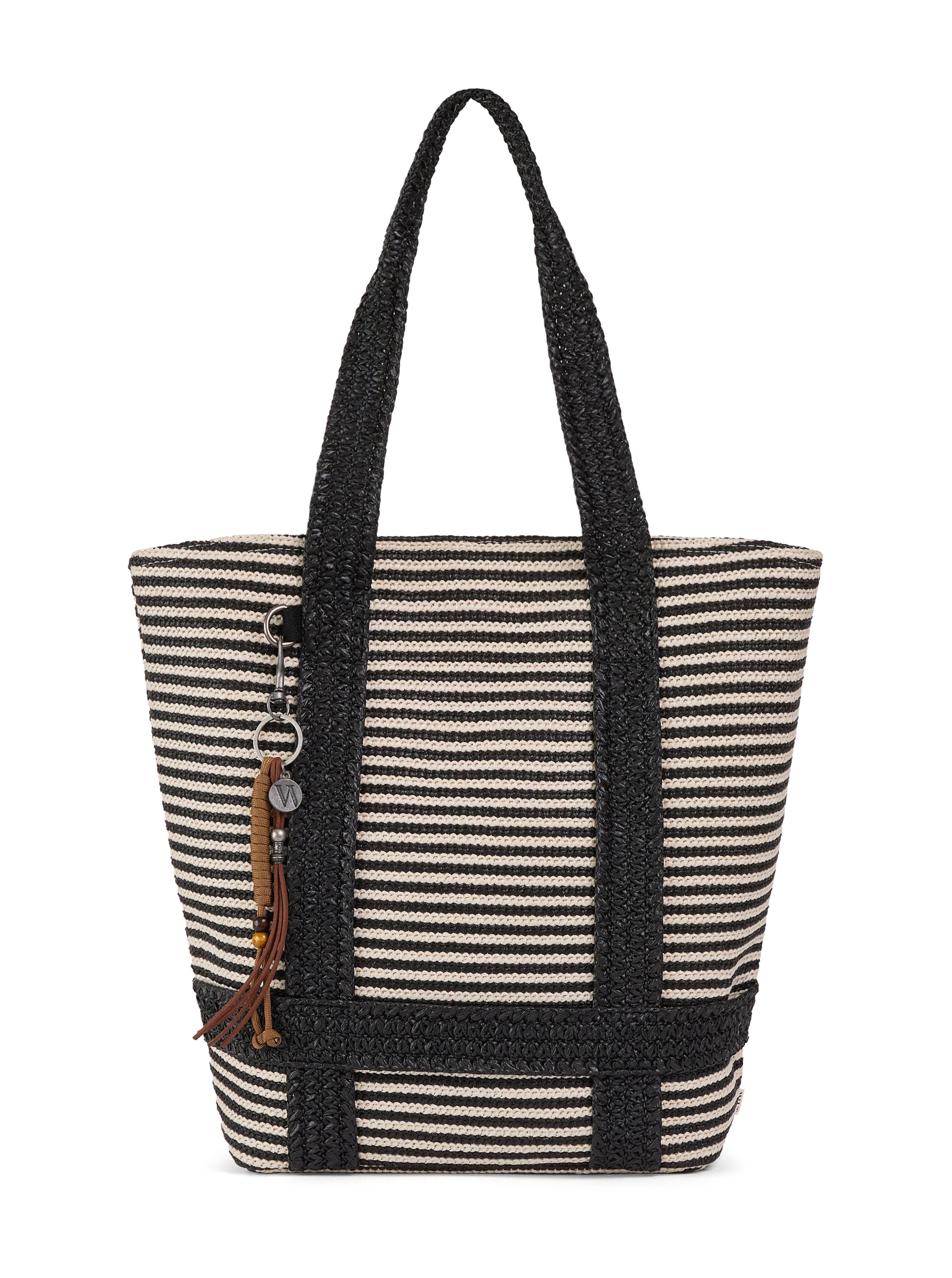 Wilt Palermo Tote, Main, color, Black Bone Stripe