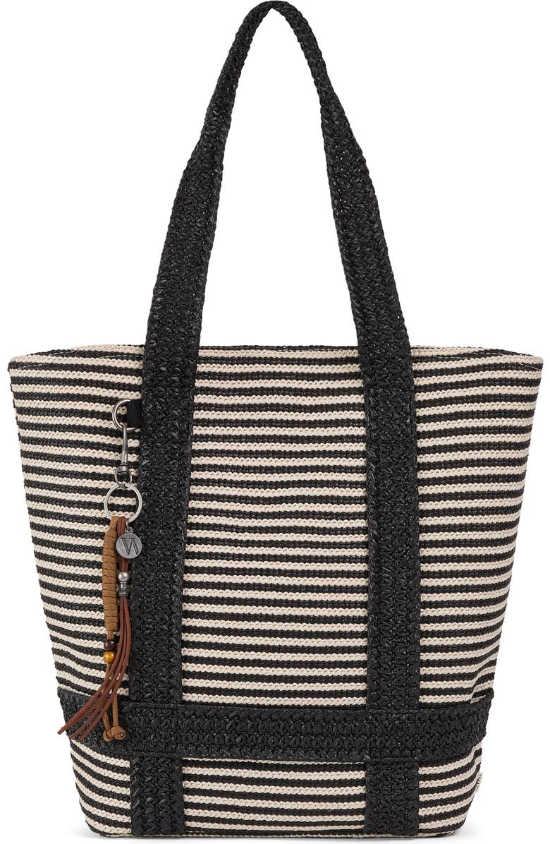 Wilt Palermo Tote, Main, color, Black Bone Stripe