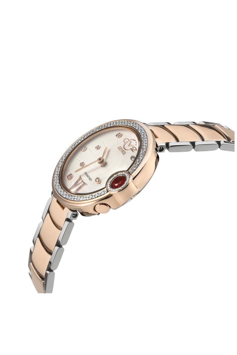 Perugia Diamond Bracelet Watch, Alternate, color, TWO-TONE SILVER/ ROSE GOLD