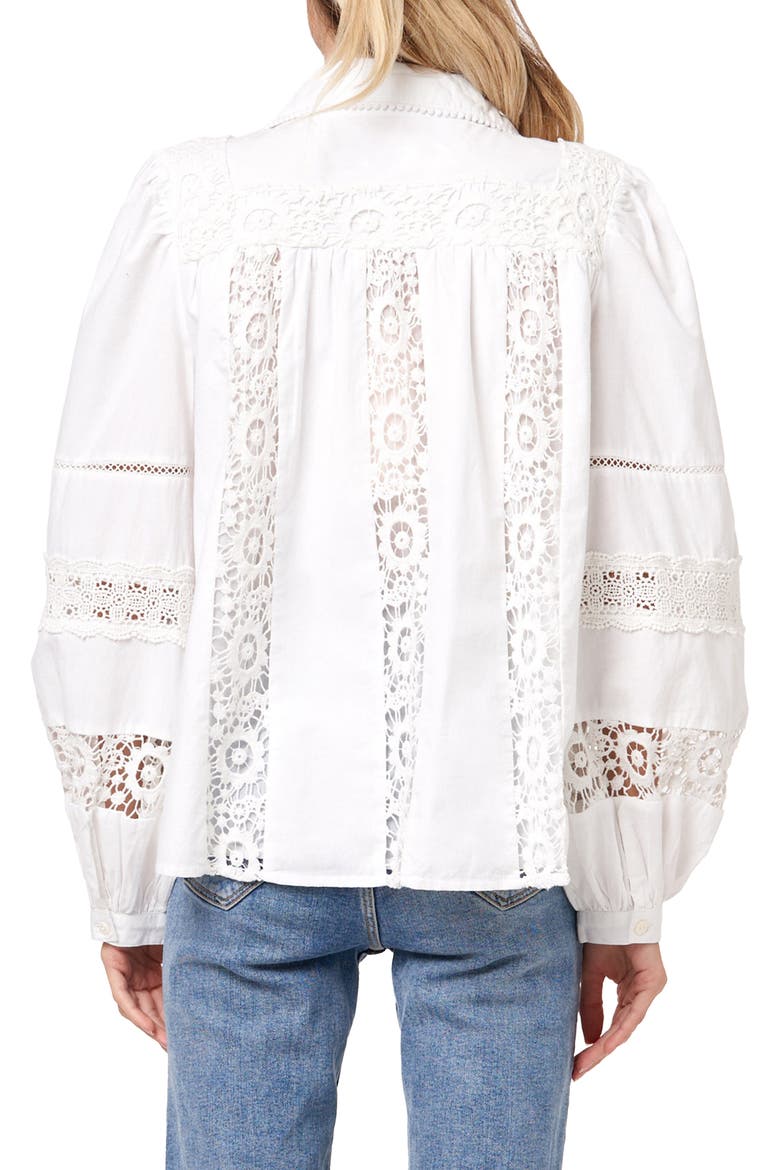 Mollie Lace Trim Shirt, Alternate, color, WHITE