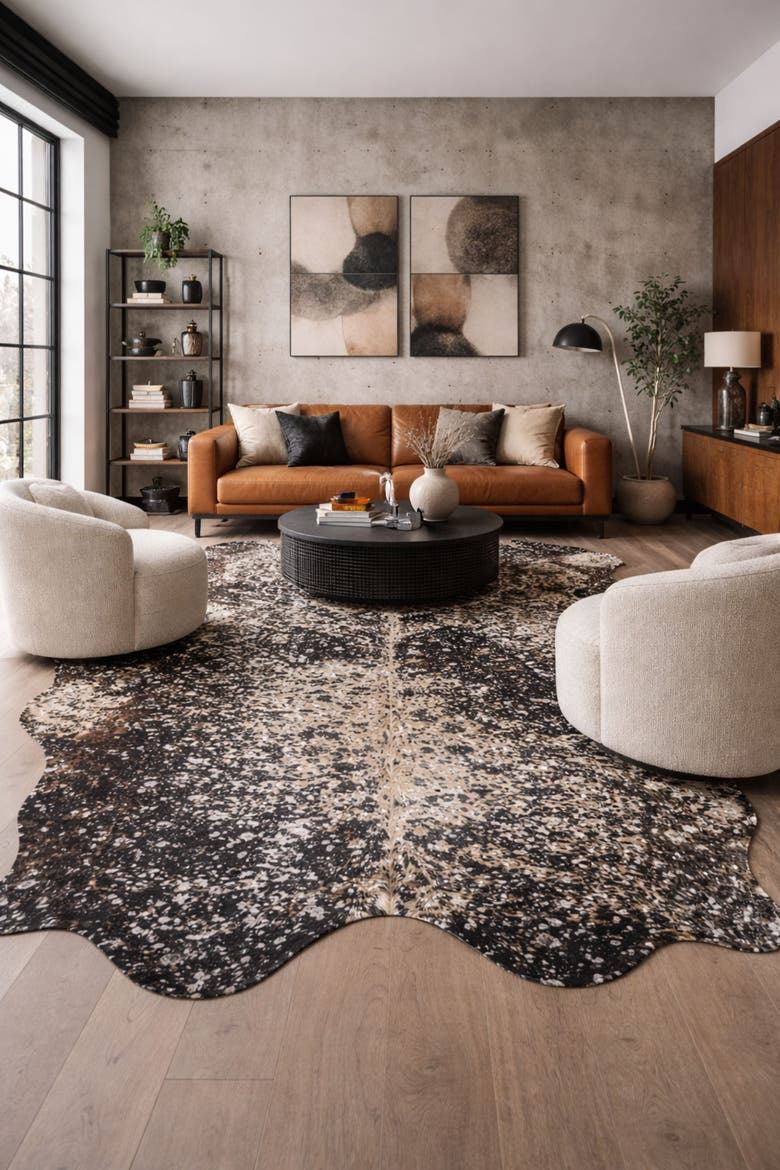 Eco Hides RH Rugs Luma Metallic Silver Cowhide Rug 7'0" × 6'4", Alternate, color, Metallic Silver