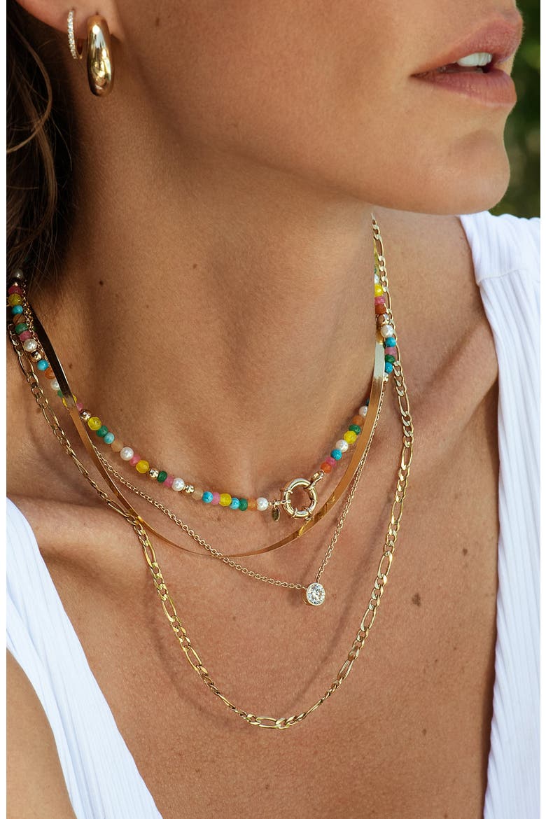 Figaro Chain Necklace, Alternate, color, Yellow Gold Vermeil