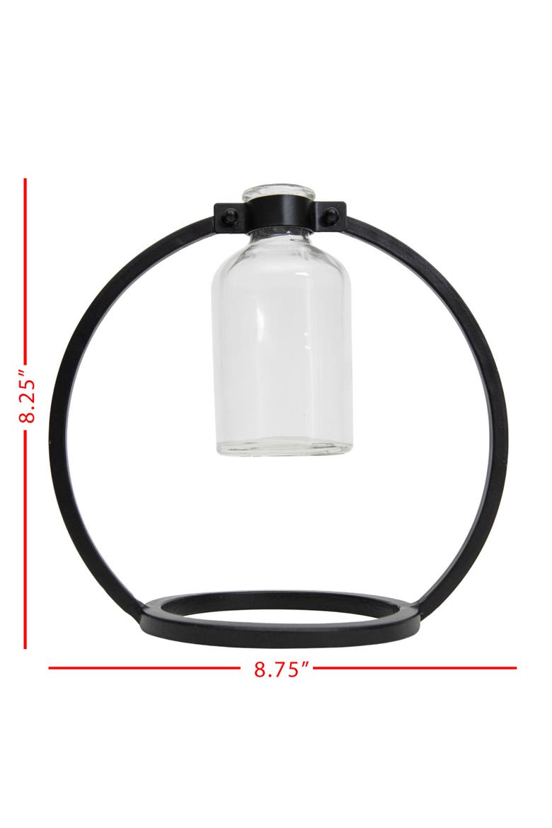 Black Metal & Glass Vase, Alternate, color, Black