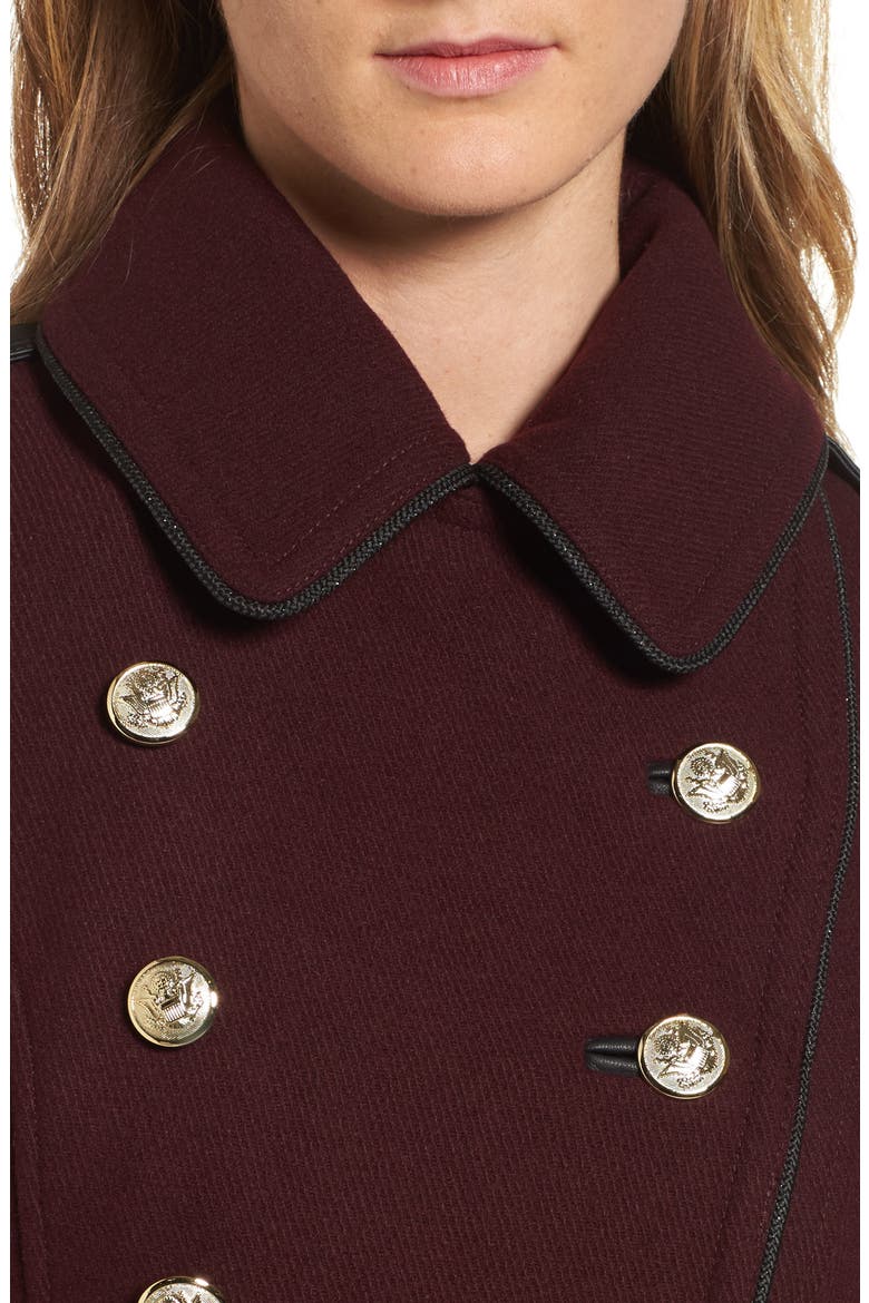 Wool Blend Military Coat, Alternate, color, RUM RAISIN