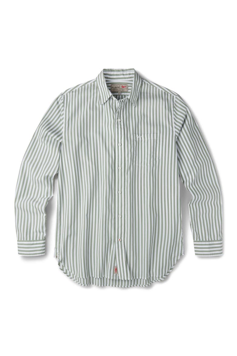 Gladstone Poplin Button-Down Shirt, Alternate, color, Thick Khaki Stripe