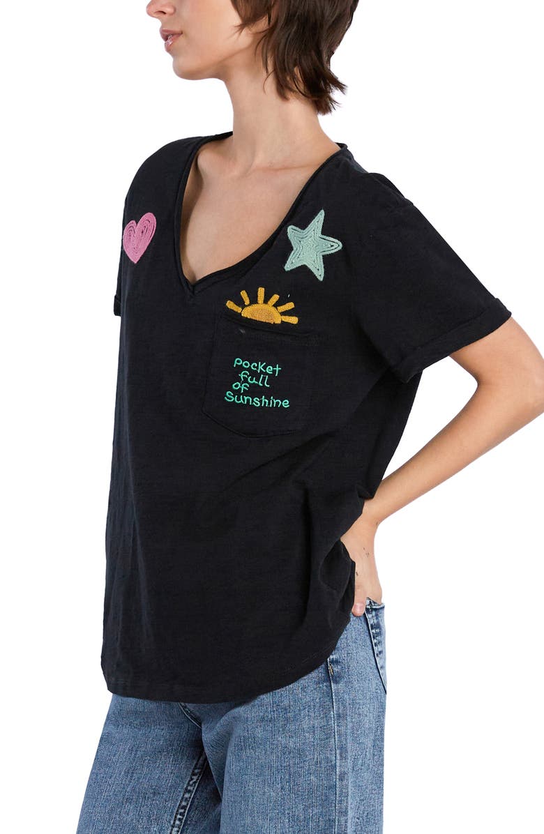 Billy T Pocketful of Sunshine Embroidered Cotton Graphic Pocket T-Shirt, Alternate, color, Ink