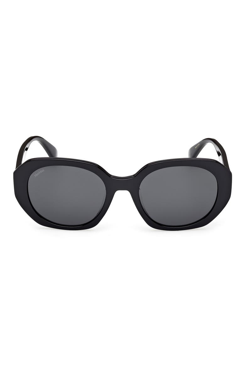 54mm Round Sunglasses, Main, color, SHINY BLACK / SMOKE