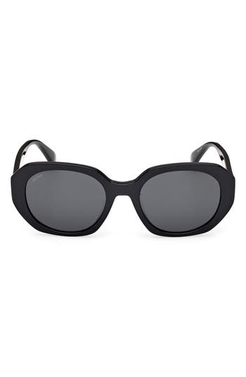 Max Mara 54mm Round Sunglasses In Black